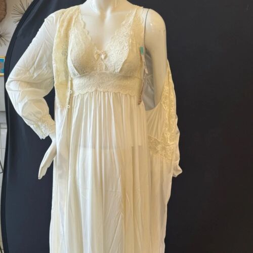 Vintage NWT bridal PEGNOIR SET nightgown long sexy Romantic sz S deadstock - Picture 2 of 13