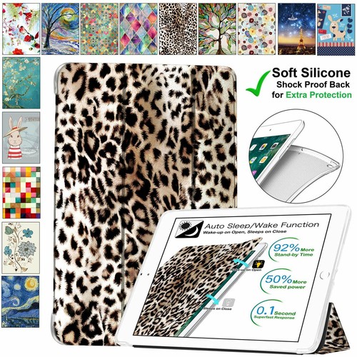 iPad 9.7 4 3 2 10.2 Case A1458 A1459 A1416 A2197 A1395 A2270 TPU TriFold Leopard - Afbeelding 1 van 151