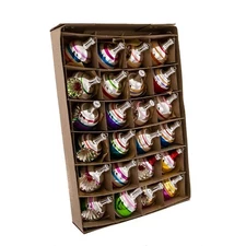 Kurt Adler Early Years Mini Glass Ornament Set of 24 - Ball and Reflector (YA...