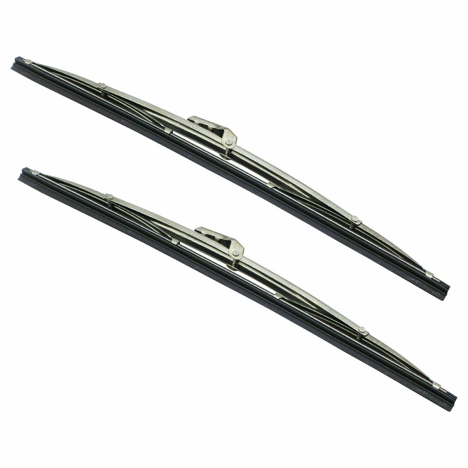 12" Polished Stainless Steel Front Windshield Wiper Blades 1 Pair - Image 4 of 4