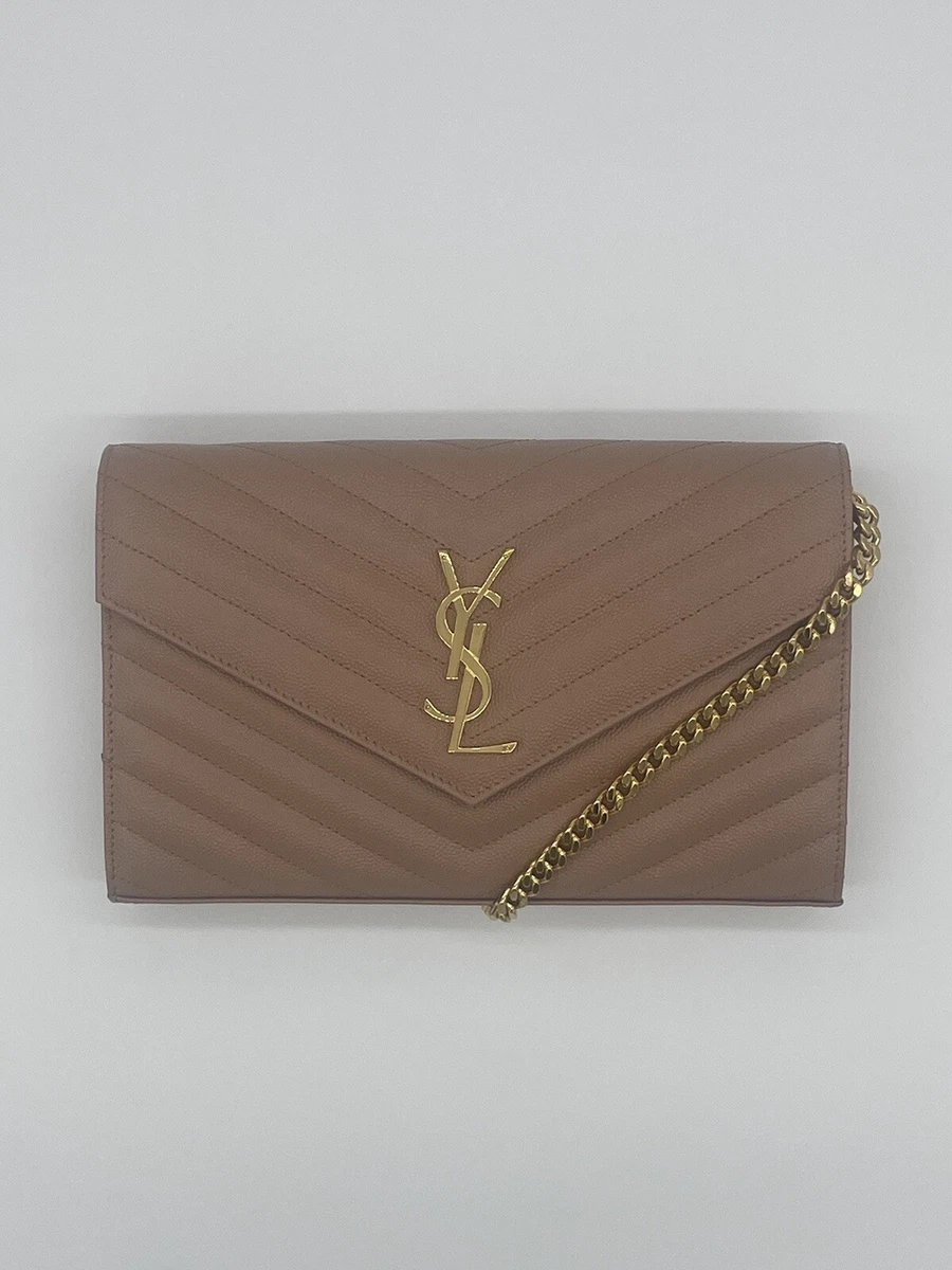 Saint Laurent Women's Cassandre Matelass Envelope Chain Wallet - Vintage Peach One-Size