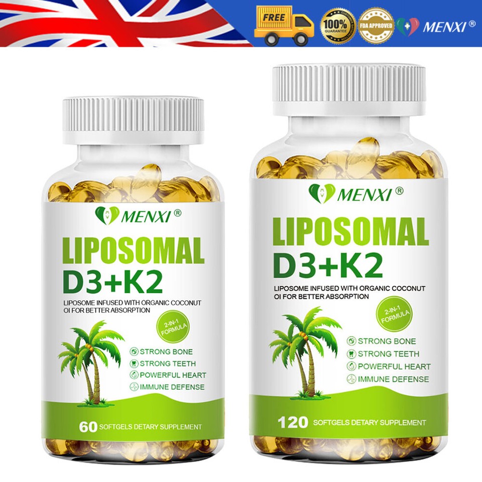 Vitamina D3 Liposomal 5000 UI K2 MK7 100 mcg, Vit D & K Suplemento Salud Inmune