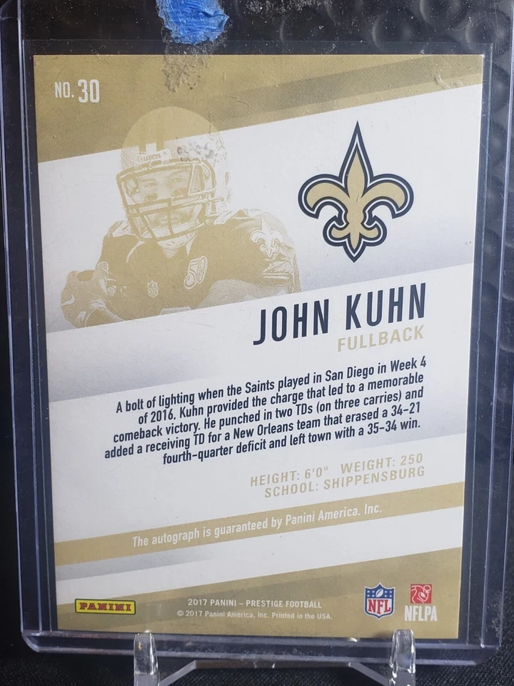 Panini Prestige Veteran Signatures 2017/100 John Kuhn #30 automático Foto 2 de 2