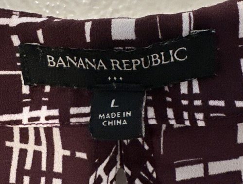 Banana Republic burgunderfarbene seidige Langarm Bluse hinten offen Gr. L - Bild 6 von 8