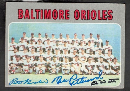 1970 Topps Orioles Team #387 Autographed Ed Watt/Pete Richert/Merv Rettenmund