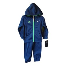 Nike 3Brand Boys Zip Hoodie Tricot Track Suit-24M-Blue-Lime Green