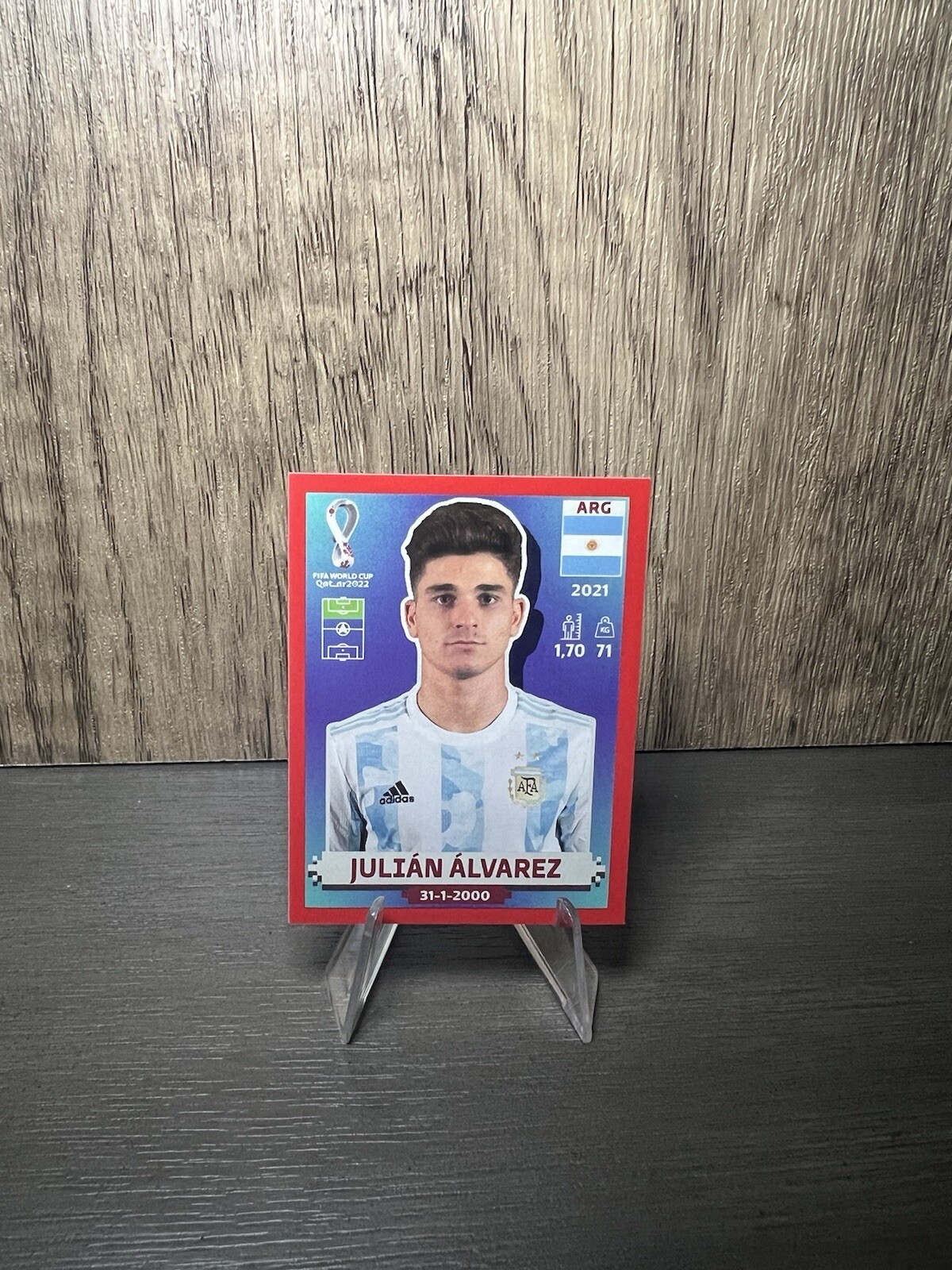 Julian Alvarez Argentina 2022 Panini Qatar World Cup Sticker Red Parallel ARG15