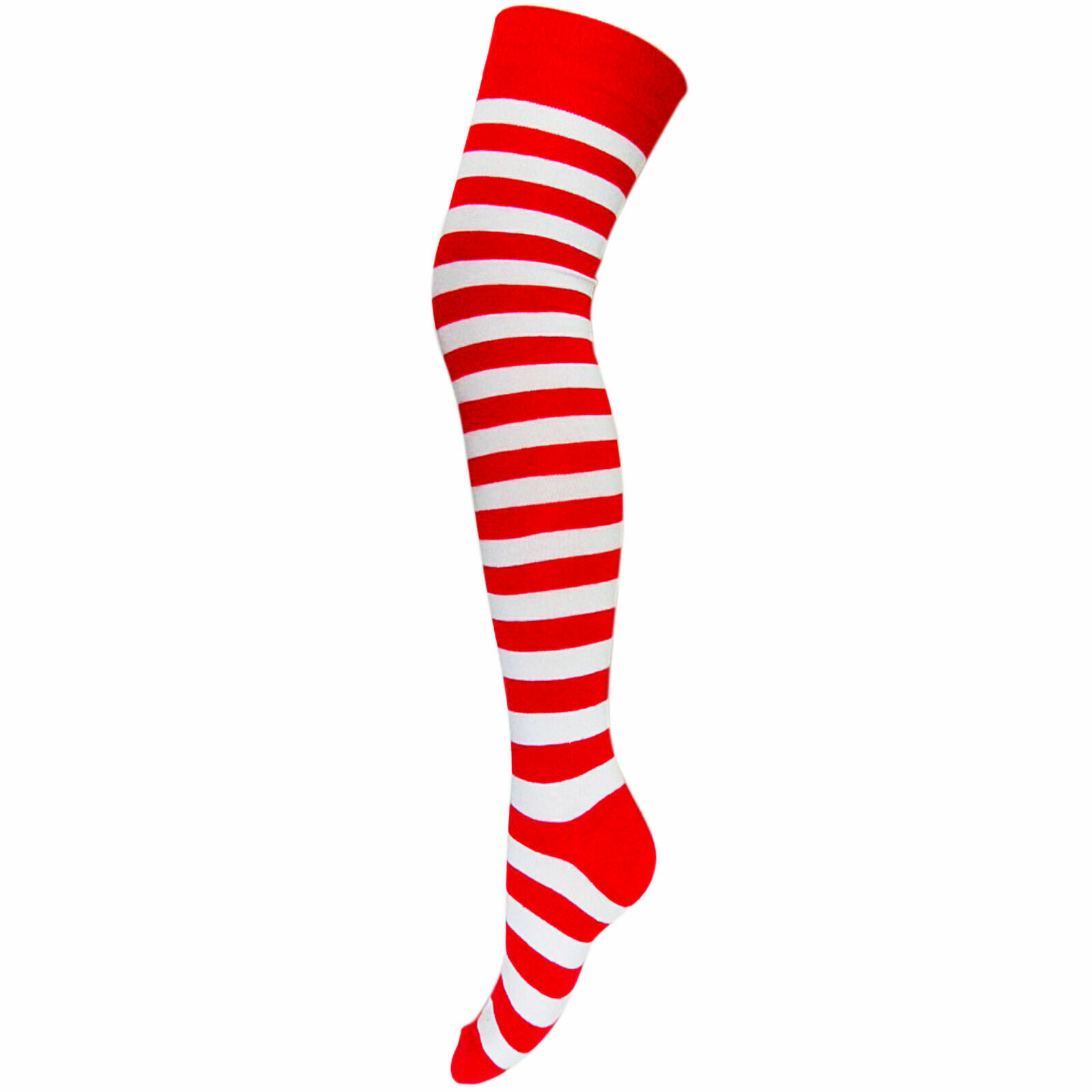 Ladies Plain Red OTK Girls Over the Knee Socks Xmas Fancy Dress Accessory