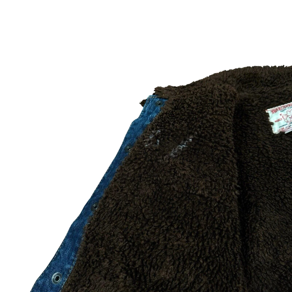 Chaqueta de mezclilla True Religion forrada de sherpa polar talla S/M (aprox) Foto 3 de 4