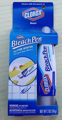 Clorox Bleach Pen 2 oz Tube Gel Stain Remover Dual-Tipped Zero Splash NEW