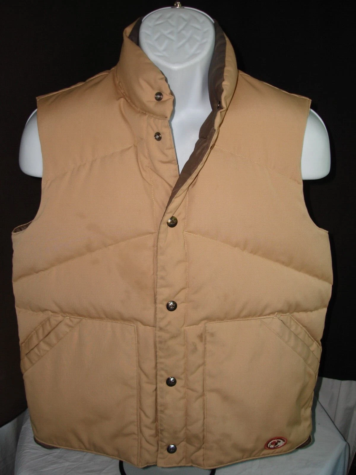 CAMEL Vest Khaki/Army Green Reversible 100% Northern Goose Down Puffer Sz. M