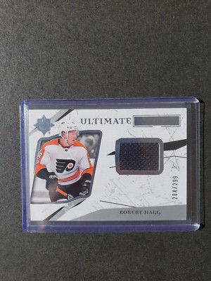 2017-18 Ultimate Collection Robert Hagg 2 card lot. Acetate and Jersey Relic