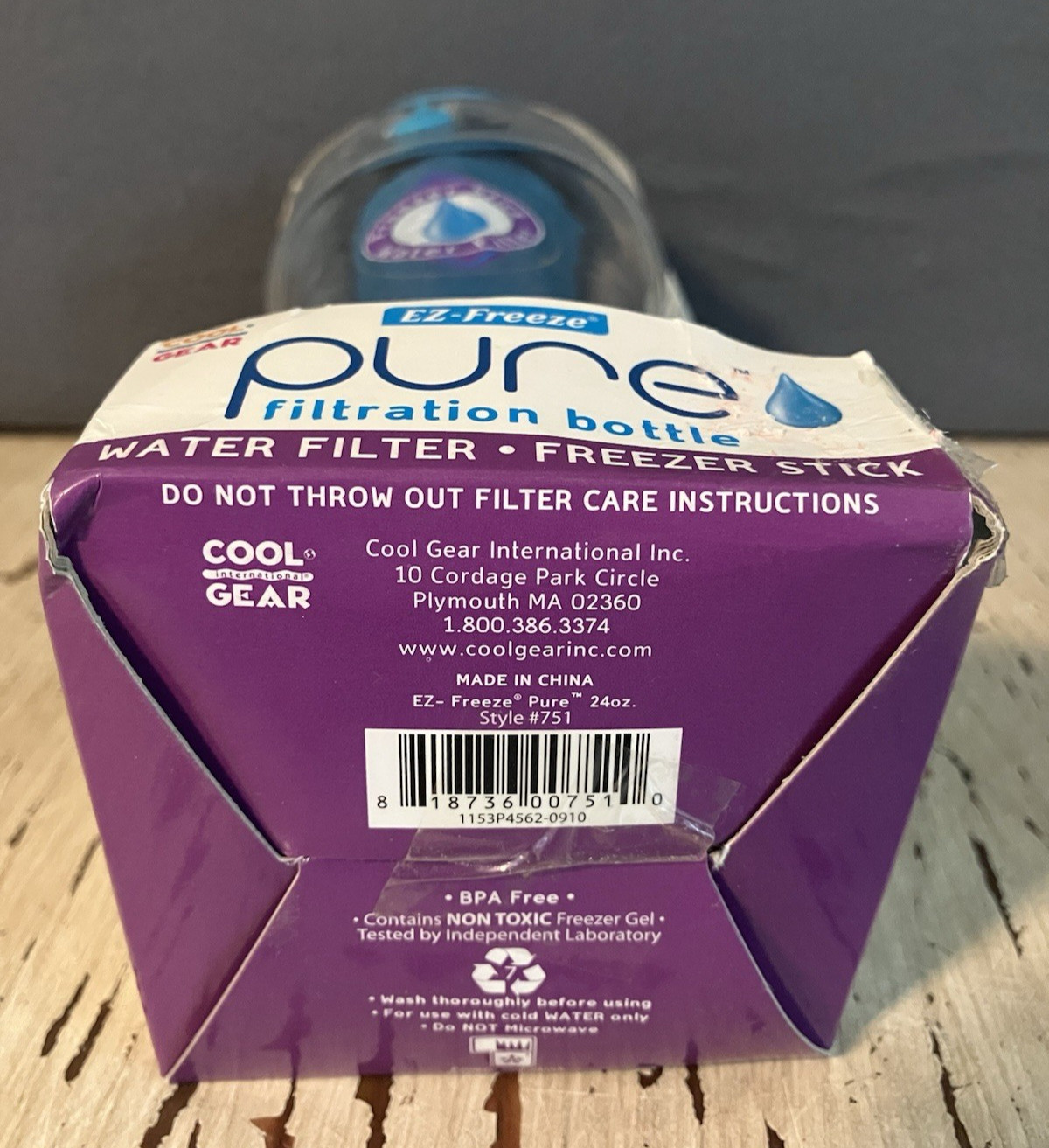 Cool Gear EZ-Freeze 24 oz Pure Filtration Water Bottle Freezer Stick Filter NEW