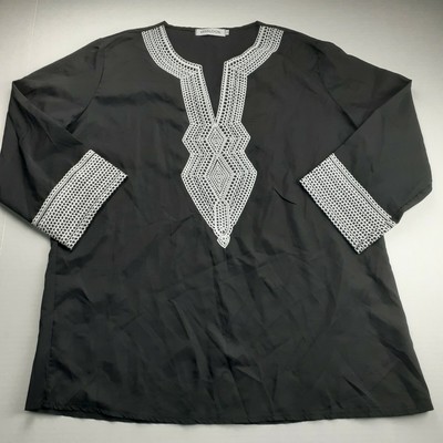 Tunique Femme MissLook - Taille Large - Manches Longues - Imprimé Géométrique Marron - Neuf Sans étiquettes