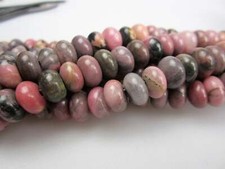 2.0mm Hole Rhodonite Smooth Rondelle Beads 5x8mm 6x10mm 8" Strand