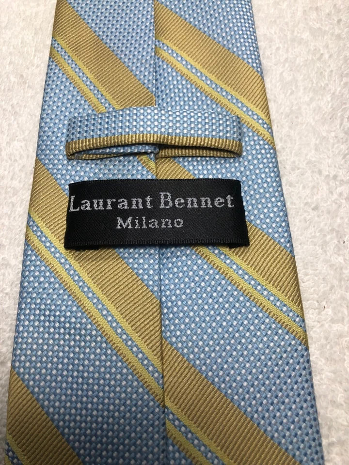 CORBATA LAURANT BENNET PARA HOMBRE AZUL CIELO CON AMARILLO DORADO 3,75 X 59 Foto 4 de 4