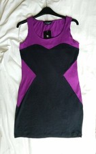 Black And Purple Bodycon Mini Dress Size 12 Stretchy