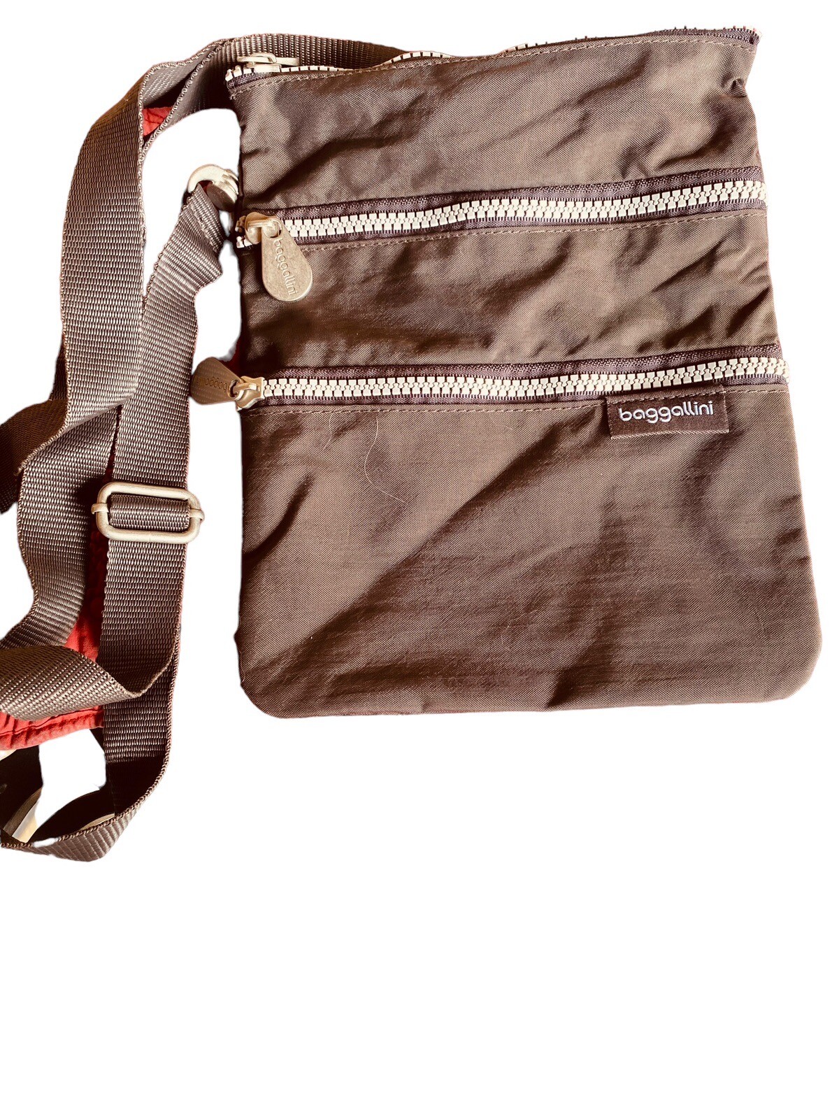 Baggallini TRIPLE ZIP Crossbody, Espresso Brown 8x9” Adjustable