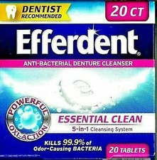 EFFERDENT Anti-Bacterial Denture Cleanser Kills 99.9 Bacteria Oxy-Action 20 ct
