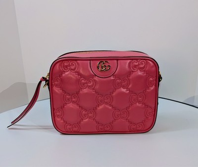 Gucci GG Hot Pink Matelasse Leather Double-Strap Camera Bag | eBay