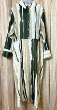 Mango Zoey Shirt Dress Women's 20 Brown Tie-Dye Stripe Lightweight