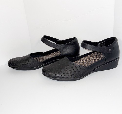 Scarpe comode REVERE Osaka Mary Jane mocassino in pelle nero cuscino orto largo 12 - Foto 4 di 15