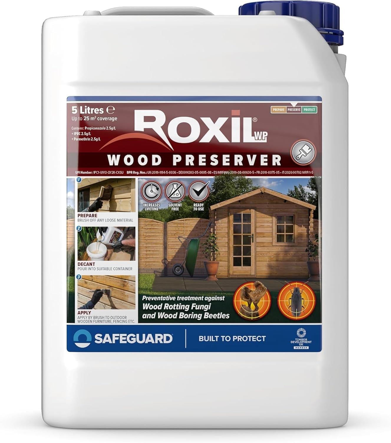 Roxil Wood Preserver (5L Clear) Odourless, Advanced Protection Against Dry Rot, Wet Rot, Fungal Attack And Woodworm Infestation - Image 3