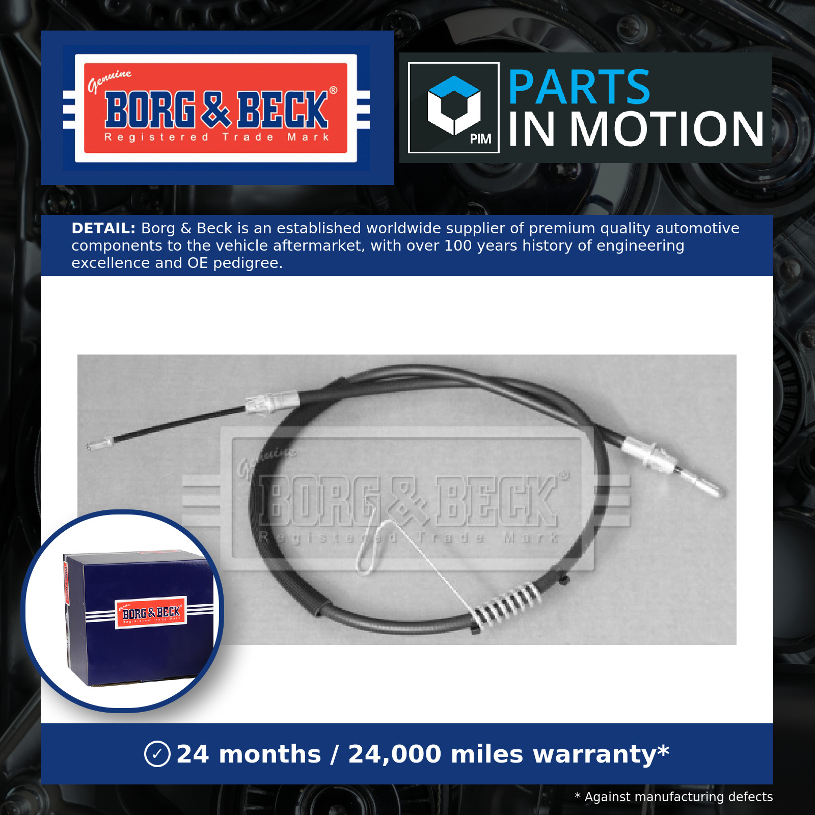 Handbrake Cable Rear Right BKB3110 Borg & Beck Hand Brake Parking 1388276 New