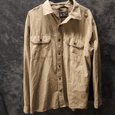 Carhartt Long Sleeve Button-Up Loose Fit XL Beige Double Pockets
