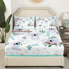 Cute Koala Bedding Set Twin Size Cartoon Wild Animals Bed Set for Girls Teens...