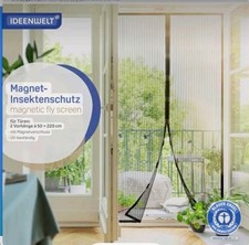 IDEENWELT Magnet-Insektenschutzgitter Tür 100x220 cm schwarz, 2 Vorhänge