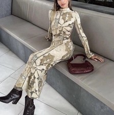 Camilla And Marc Khya Dress Size AU 10 US 6 Midi Maxi Cut Out Luxury Long Sleeve