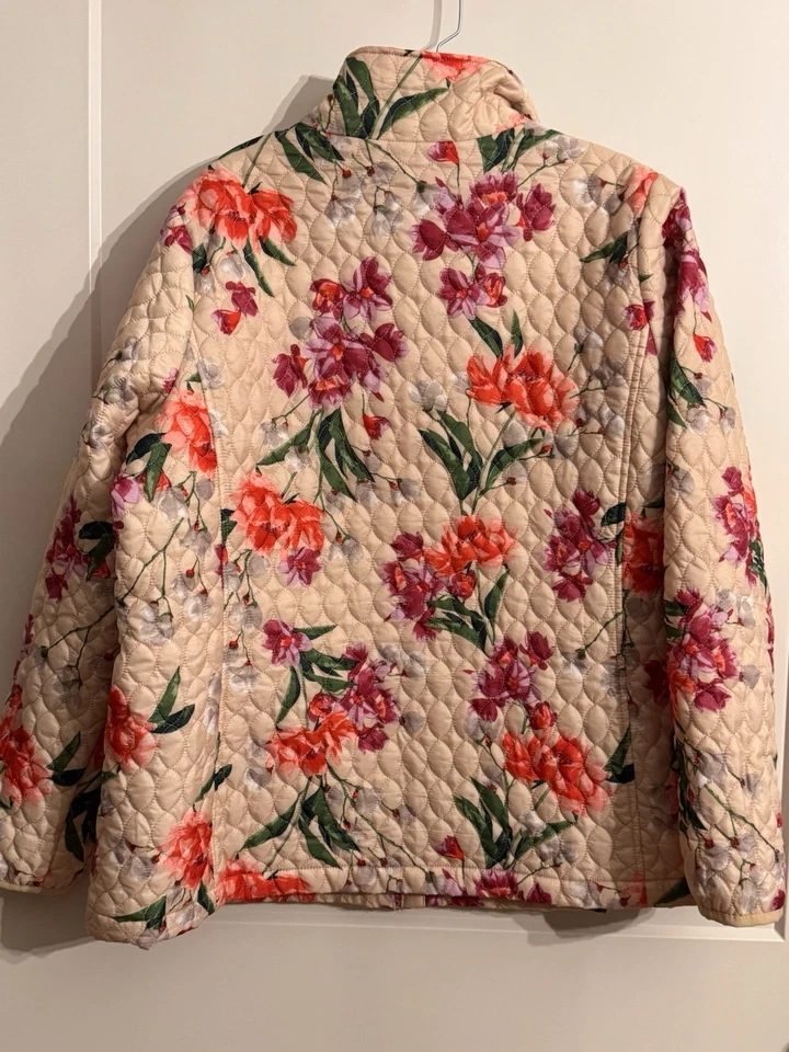 Chaqueta acolchada floral Lands' End talla 1X Granny Core Cottage Core dinero antiguo Foto 2 de 4