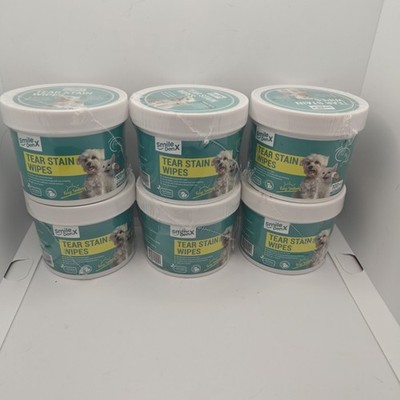 6 Pack - Smile Den X - 100 ct Tear Stain Wipes - Aloe Vera - Blueberry Extract 
