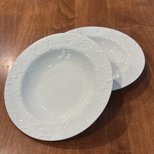 Dansk Floating Leaves Set Of (2) 9 1/8” Large Rim Soup Bowls Porcelain•PRISTINE• - Picture 13 of 16