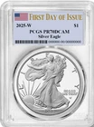 2025-W Proof $1 American Silver Eagle PCGS PR70DCAM FDOI Flag Label STUNNING!!!