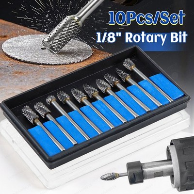 1/8'' Tungsten Carbide Rotary Burr Bit Set Cutting Carving Burrs for Dremel Tool