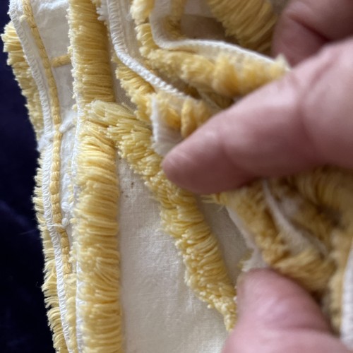 Vintage Chenille Bedspread Twin, Yellow White Waves Excellent - Picture 7 of 8