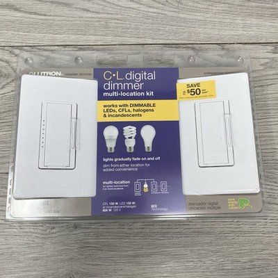 Lutron CL Digital Dimmer Multi-Location Kit MACL-153M-RHW-WH Master & Companion