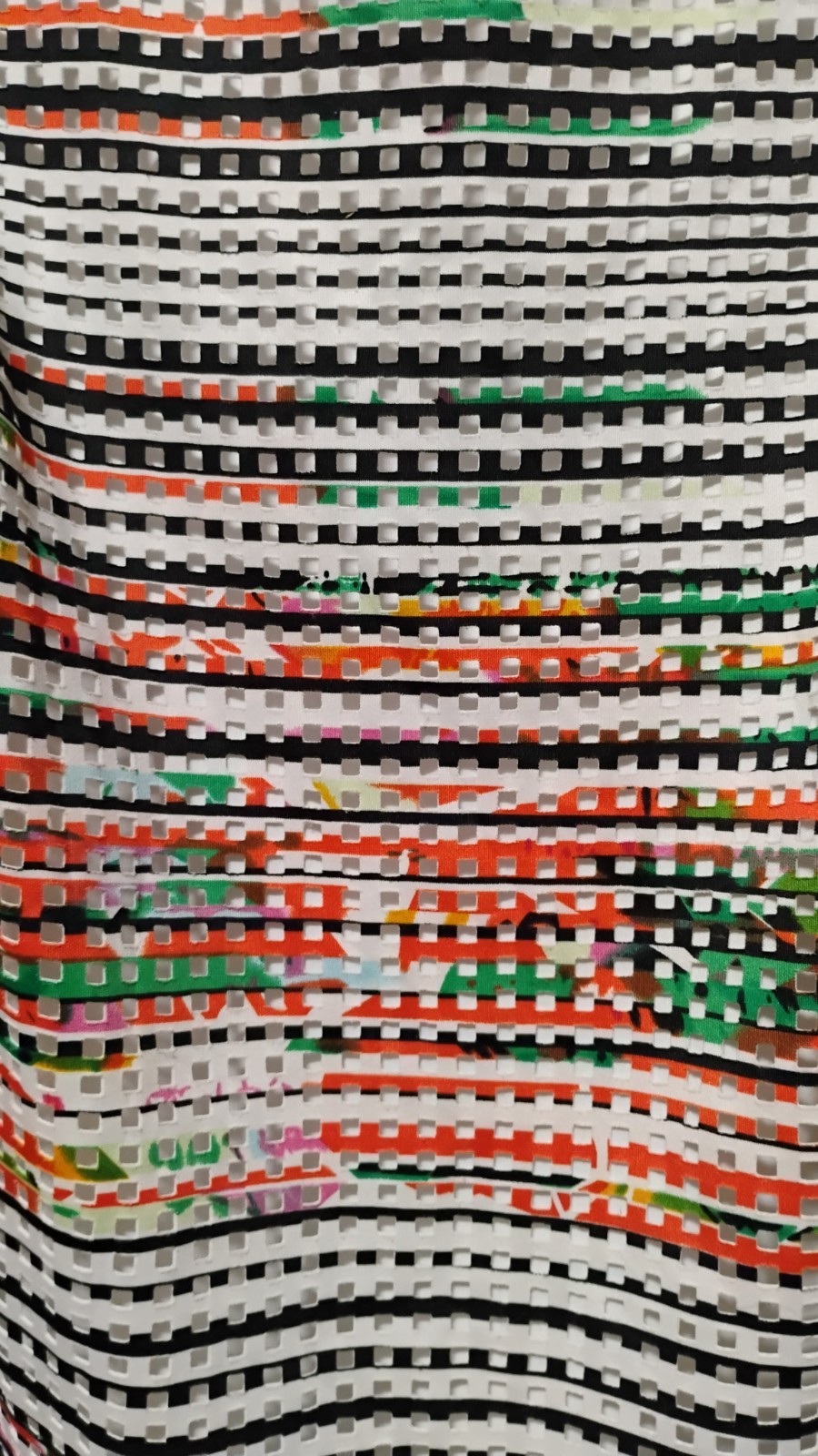 Stunning & Rare Carmen Marc Valvo Multi Colored Laser Cut Stripe Sleeveless... image 7