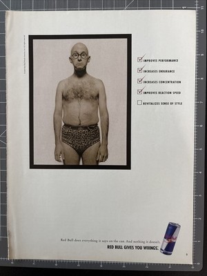 2003 Print ad Red bull gives you wiiings man leopard swim shorts improves 