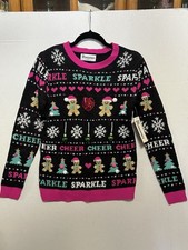 NWT No Boundaries Women  s Christmas Sweater w/ Sequins  Bulbs  Size S