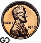 1939 Lincoln Cent Wheat Penny RED Proof, Lustrous Solid Gem PR++ RD