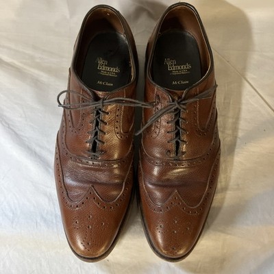 Allen Edmonds Mens Size 10D McClain Brown Leather Wingtips Allen Edmonds McClain Brown Wingtip Brogue Oxford Shoes  main image 4