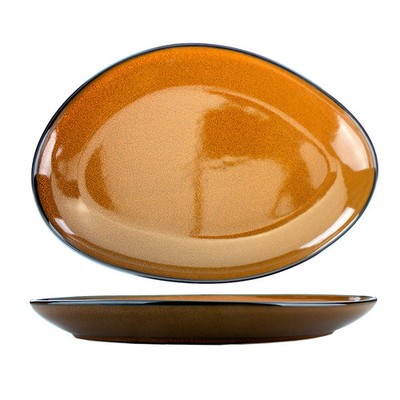 Luna 11.5'' x 8'' Terracotta Stoneware Oval Platter - 1 Doz