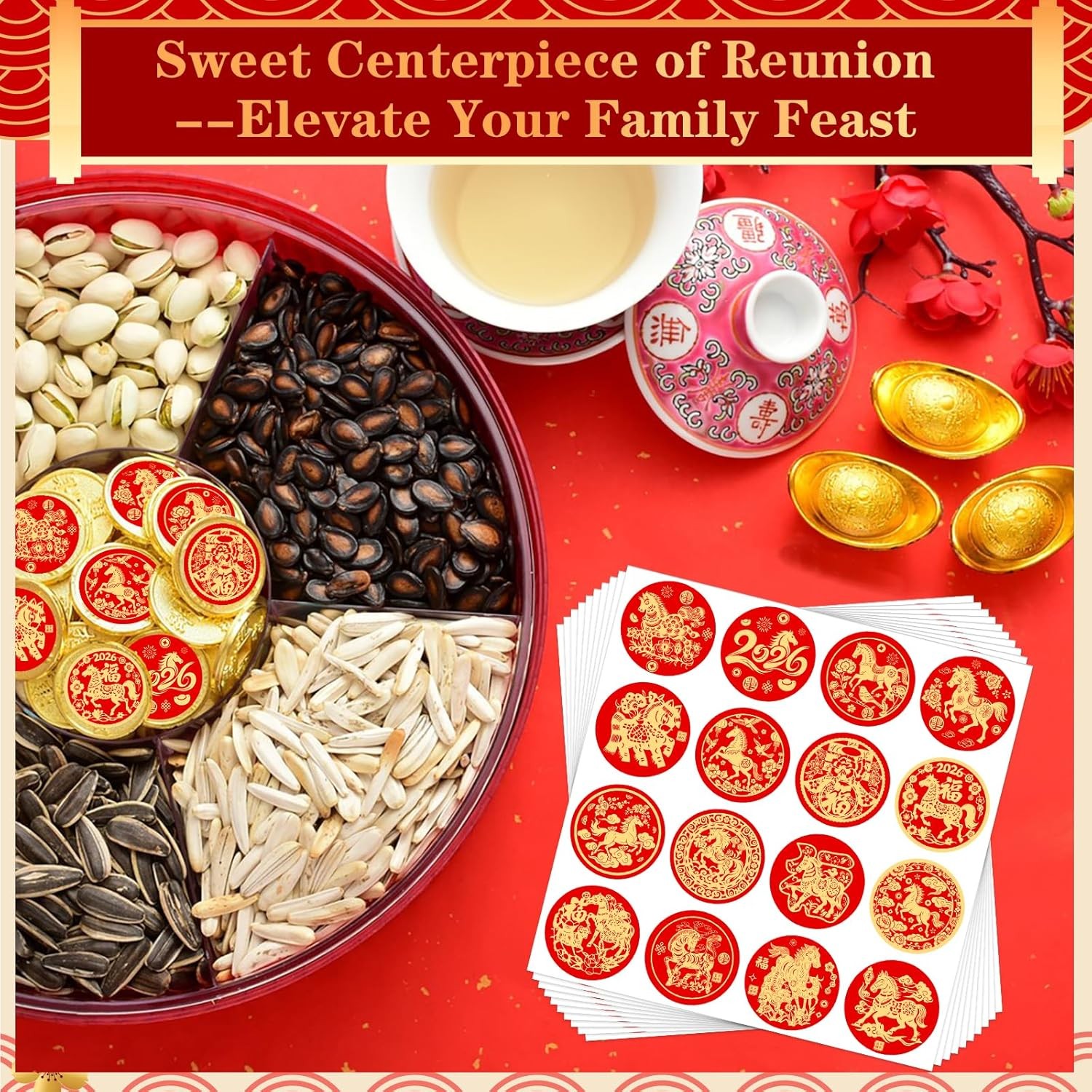 160PCS Chinese New Year Stickers - of The Horse C-160pcspapercuttings 