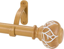 Wood Curtain Rods for Windows 28 to 86 Inch, 1 Inch Adjustable Heavy Duty Drape