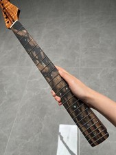 DIY 5-Piece Ebony Fretboard Flame Maple Guitar Neck 22Frets Abalone Inlays Satin