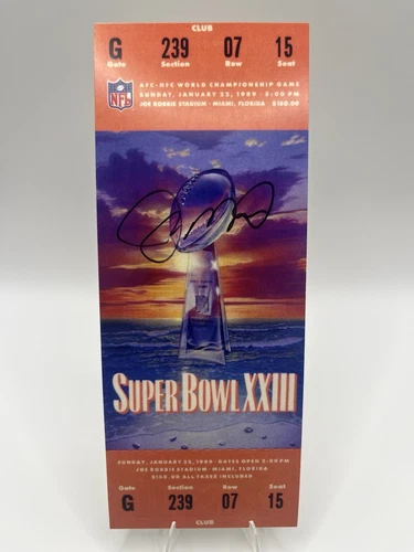 JOE MONTANA SIGNED REPLICA SUPER BOWL TICKET (BAS BECKETT COA)