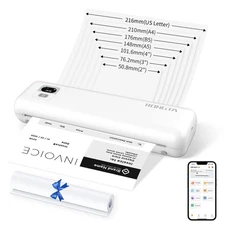 Portable Printers Wireless for Travel, 300DPI WiFi & Bluetooth Mobile Thermal...